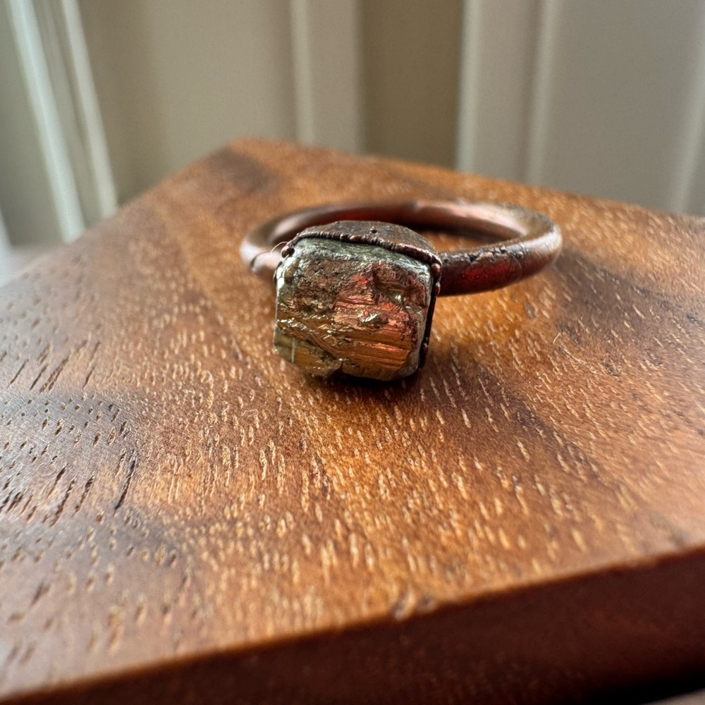 HAWKHOUSE raw pyrite copper stacking ring